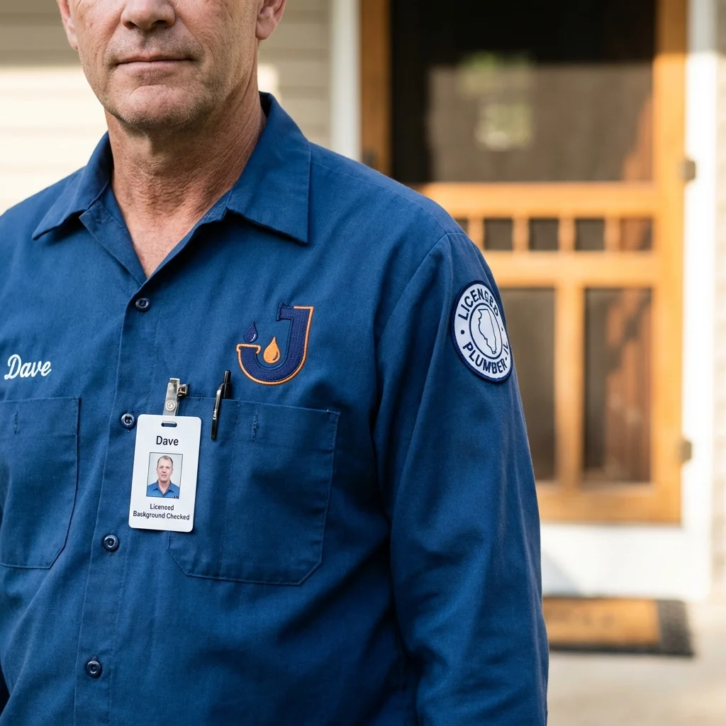 Licensed plumber showing ID badge in Epworth, IA