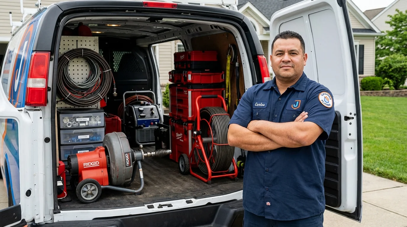 Professional drain cleaning equipment and Johns Plumbing LLC plumber in Epworth