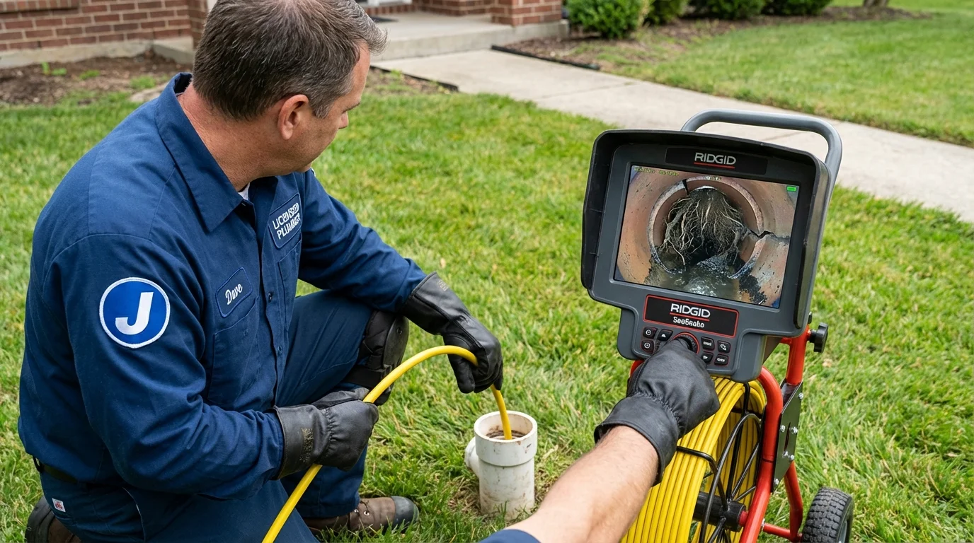Sewer camera inspection being performed by Johns Plumbing LLC in Epworth